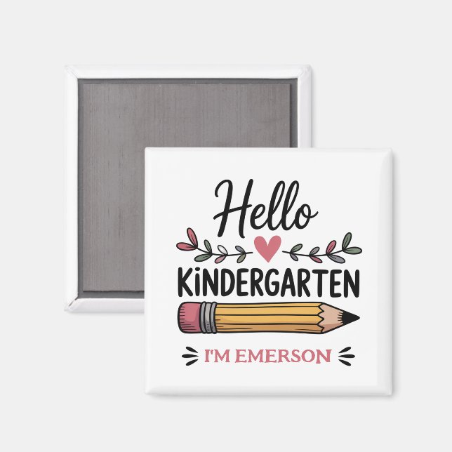 Imã Olá Jardim de Infância Personalizado Volta às Aula (Front/Back)