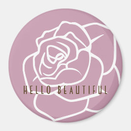 Imã Olá Linda - Rosa Floral Chic Moderno Cor-de-Rosa