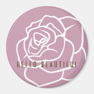 Imã Olá Linda - Rosa Floral Chic Moderno Cor-de-Rosa