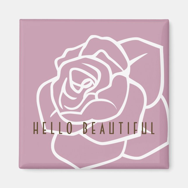 Imã Olá Linda - Rosa Rosa Chic Moderno (Frente)