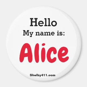 Imã Olá Meu nome é: Imagem de Alice