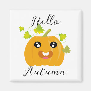 Imã Olá Outono - Abóbora de Halloween Fofa
