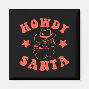 Imã Olá Papai Noel Retro Groovy Cowboy Western Chri