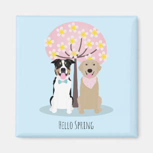 Imã Olá Primavera Cães pela Cerejeira