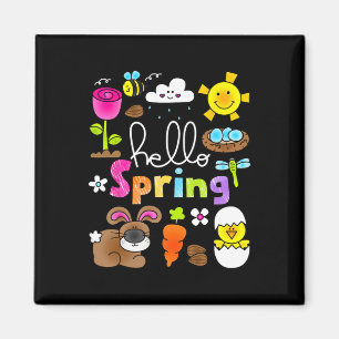 Imã Olá Primavera E Coelho De Páscoa Coelho Crianças M