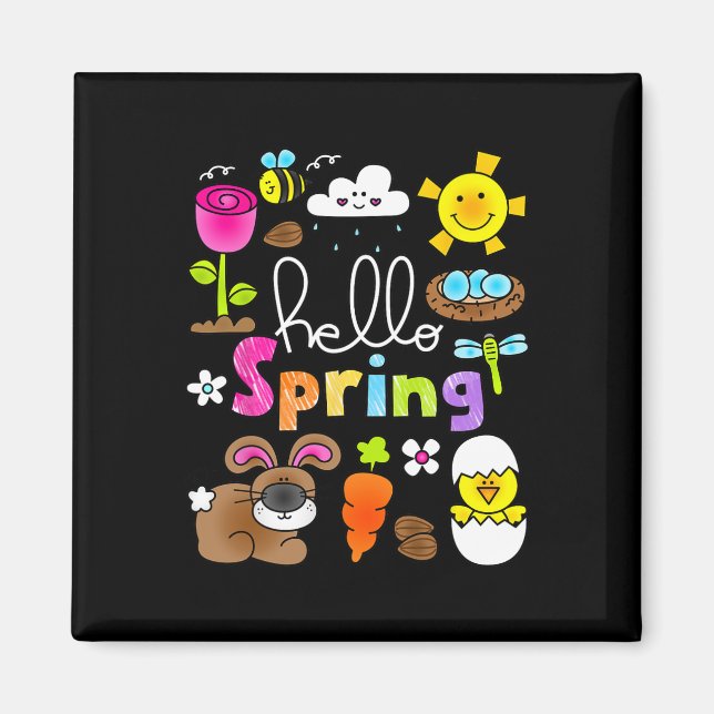 Imã Olá Primavera E Coelho De Páscoa Coelho Crianças M (Frente)
