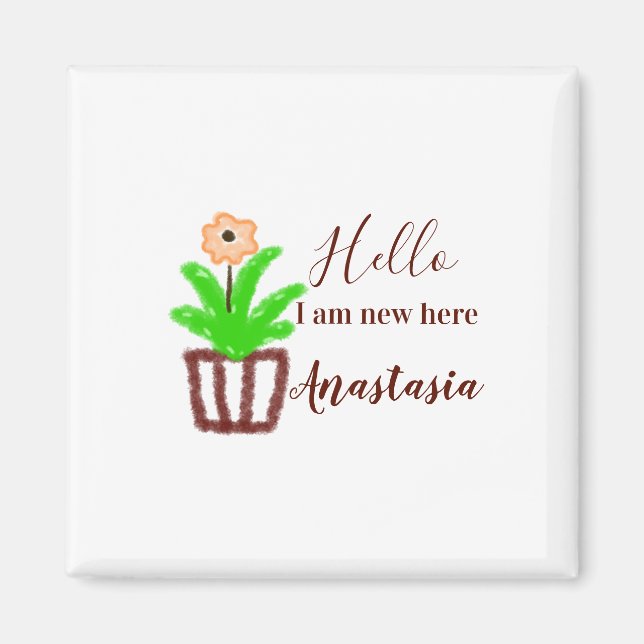 Imã Olá, sou novo aqui, chá de fraldas, crianças, folh (Frente)