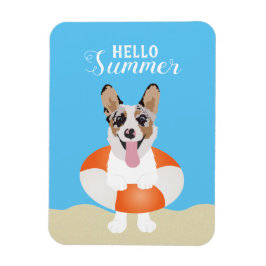 Ímã Olá Summer Corgi Beach Dogs