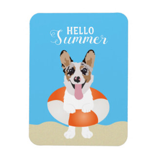 Ímã Olá Summer Corgi Beach Dogs