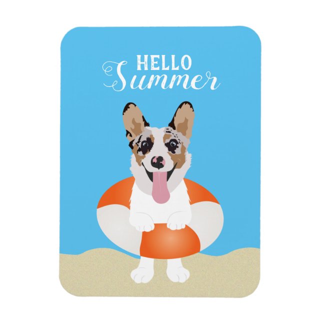 Ímã Olá Summer Corgi Beach Dogs (Vertical)