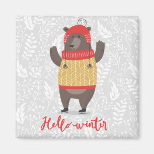 Imã Olá, Urso de Ilustração Saudável da Temporada