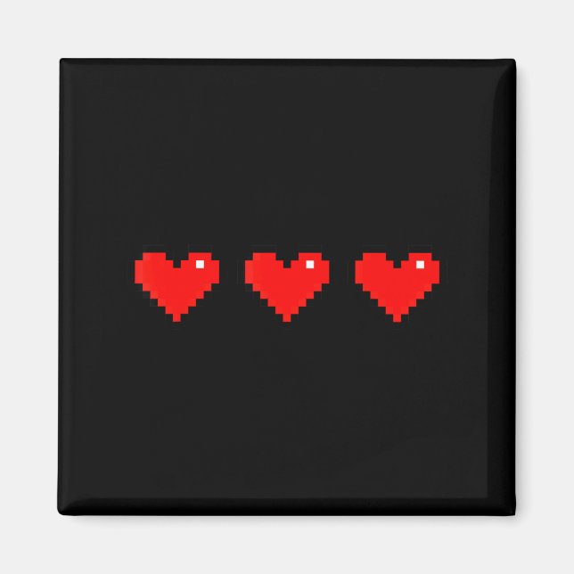 Imã Old 8 Bit Heart Arcade Retro Xel Gamer Valentine's (Frente)