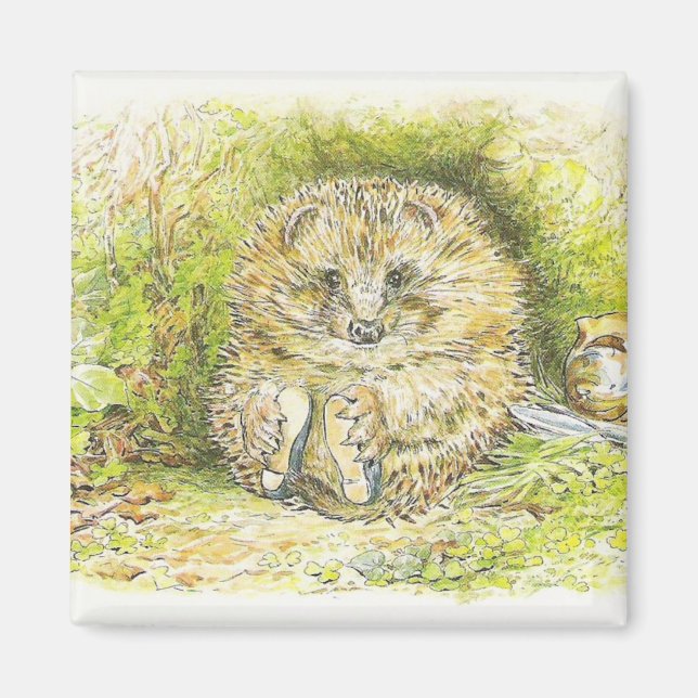 Imã Old Mr Prickly Pin (Hedgehog) (por Beatrix Potter) (Frente)