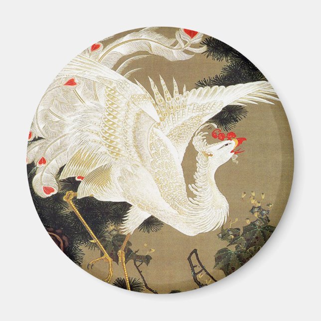 Imã Old Pine Tree e White Phoenix por Ito Jakuchu (Frente)