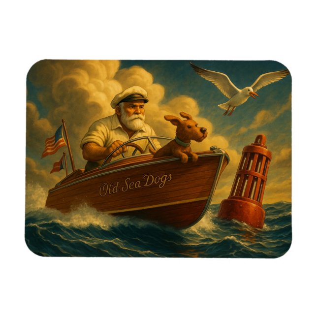 Ímã Old Sea Dogs: a sailor and his trusty canine  (Horizontal)