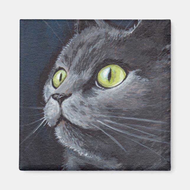 Imã Old Smokey - Cinza Cat Magnet (Frente)