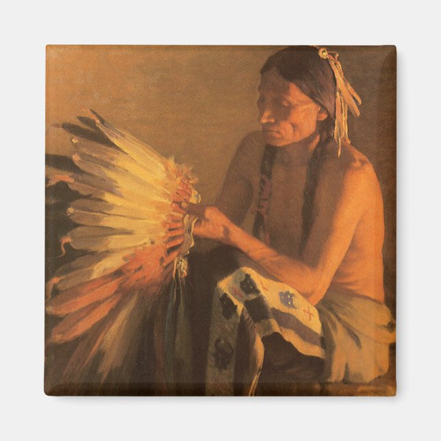 Imã Old War Bonnet de Joseph Henry Sharp (Frente)