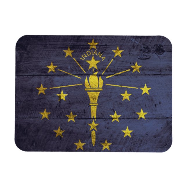 Ímã Old Wood Indiana Flag (Horizontal)