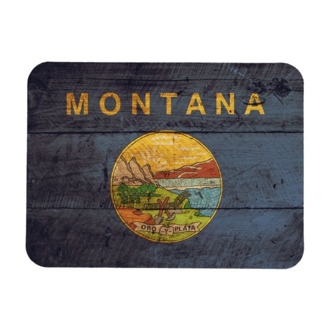 Ímã Old Wood Montana Flag (Horizontal)