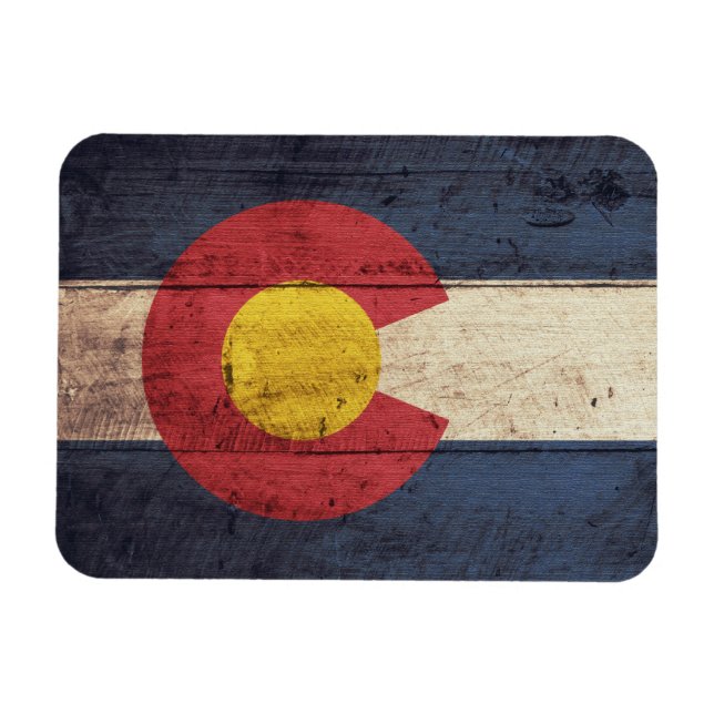Ímã Old Wooden Colorado Flag (Horizontal)