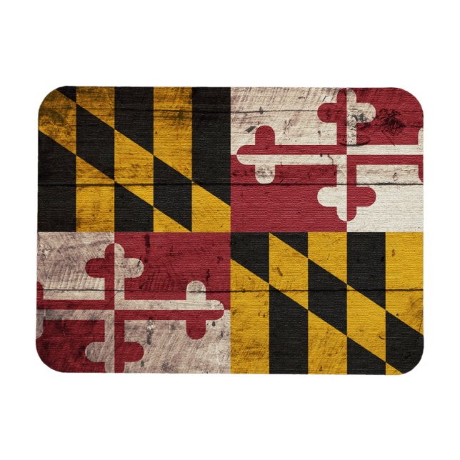 Ímã Old Wooden Maryland Flag (Horizontal)