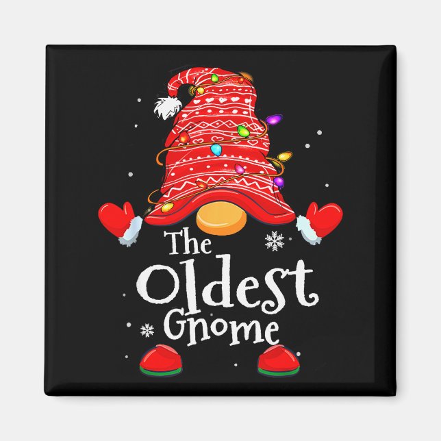 Imã Oldest Gnome - Xmas Family Grandparents Christmas  (Frente)