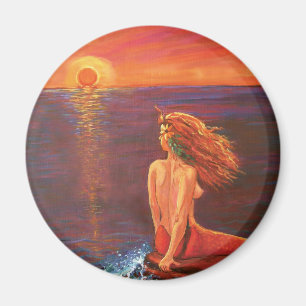 Imã Olhando o ímã da arte da sereia do por do sol