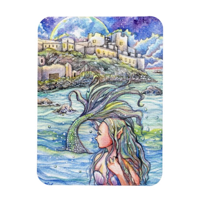 Ímã Olhando para trás Fantasia, Mermaid Art (Vertical)