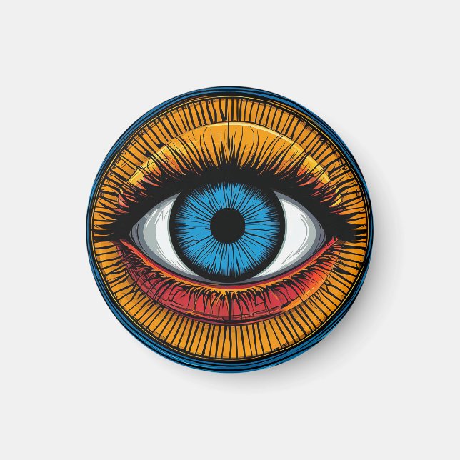 Imã 🧿 Olhar Mau Vibrante Glow ✨ Artístico Protetor (Frente)