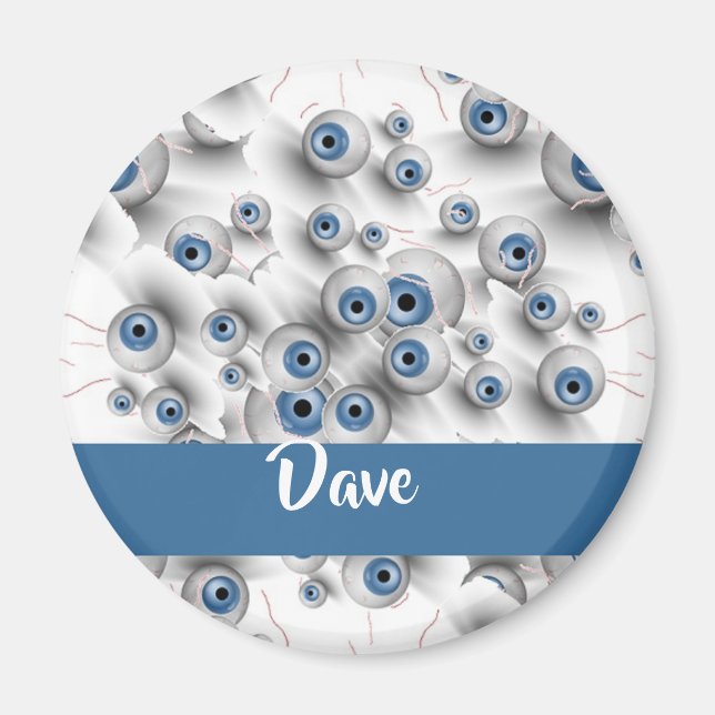 Imã Olhos assustadores de nome personalizado (Frente)