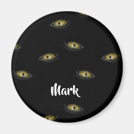 Imã Olhos de gato de nome personalizado em preto