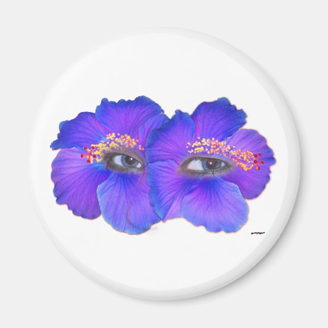 Imã Olhos de Hibiscus - Azul (Frente)