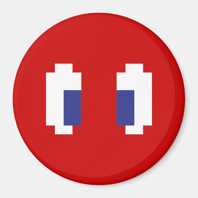 Imã Olhos De Manga Pixel De 8 Bits (Frente)
