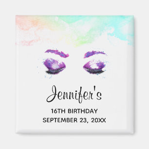 Imã Olhos Roxos Glamorosos e Brows Watercolor Anivers