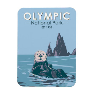 Ímã Olimpiadas National Park Sea Otter Vintage