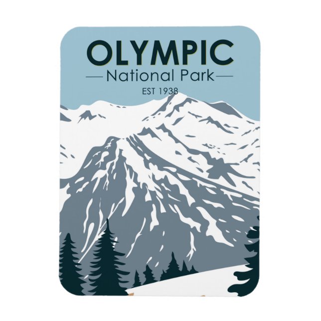 Ímã Olimpiadas National Park Washington Vintage (Vertical)