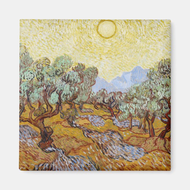 Imã Olive Trees with yellow sky and sun  (Frente)