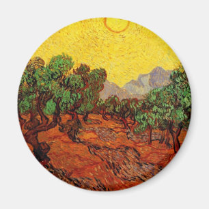 Imã Olive Trees with Yellow Sky and Sun Van Gogh