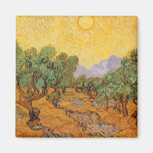 Imã Oliveiras, céu amarelo e sol, Vincent van Gogh