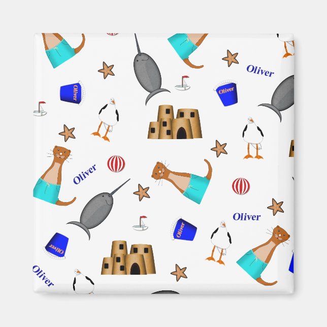 Imã Oliver The Otter Summer Beach Vacntern (Frente)