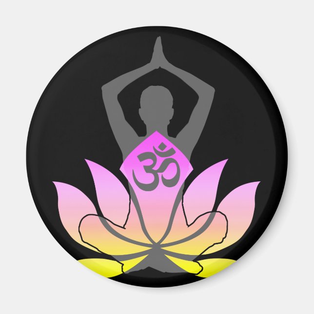 Imã OM Namaste Lotus Flower Yoga Pose Espiritual (Frente)