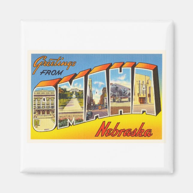 Imã Omaha Nebraska Antiga Viagens vintage Souvenir (Frente)
