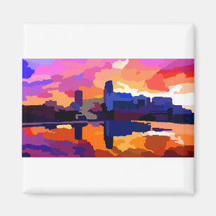 Imã Omaha Nebraska Skyline Ouro Sunset