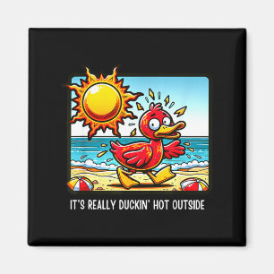 Imã Onda de calor humor - dia de praia de pato cômico