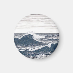 Imã Onda do Oceano em Arte Linear Monocromática Surge