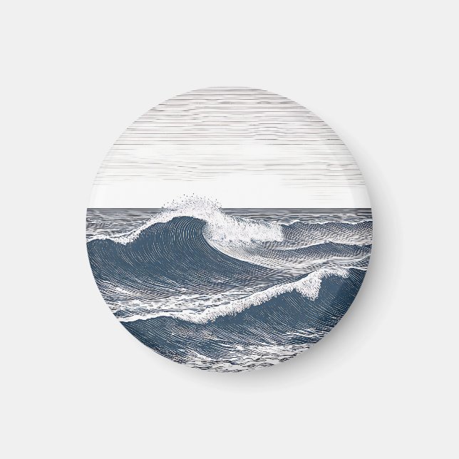 Imã Onda do Oceano em Arte Linear Monocromática Surge (Frente)