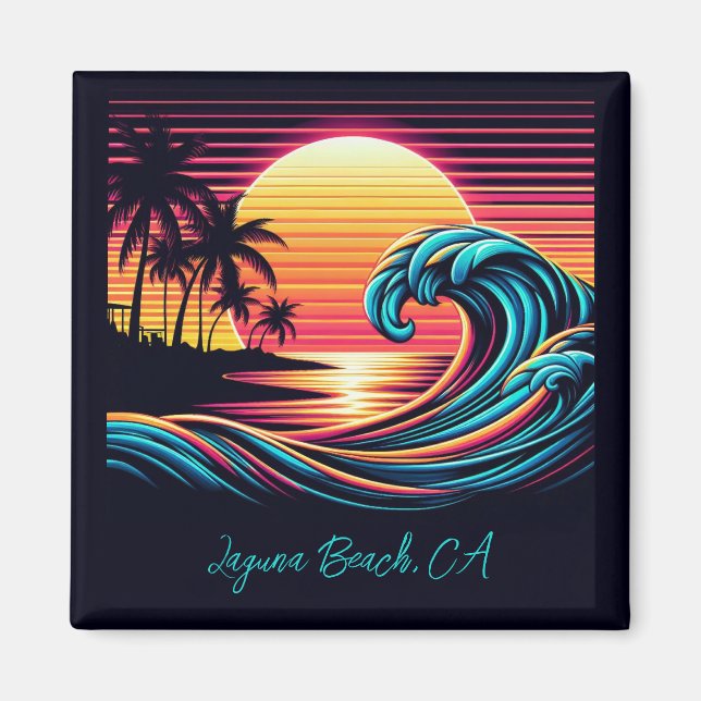 Imã Onda do Surf Retroativo Sunset (Frente)