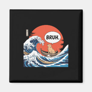 Imã Onda Grande Bruh Kanagawa Divertido Gato Japonês d