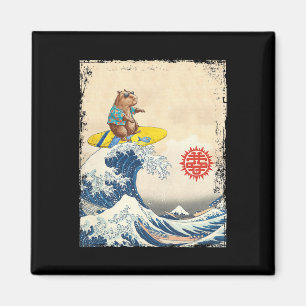 Imã Onda Grande Japonesa Fofa Kanagawa Surfando Capyra
