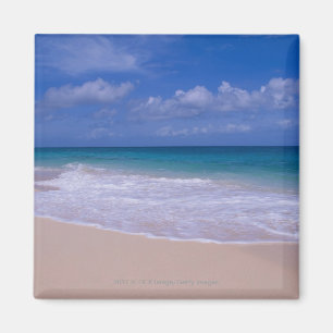 Imã Ondas de oceano que espumam no Sandy Beach